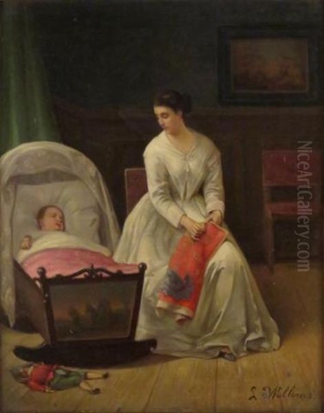 Mother With Baby In Cradle - view 1