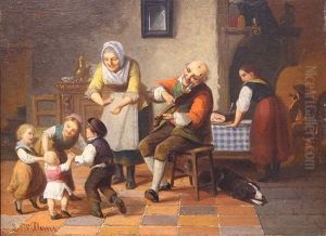 Family Genre Scene With Dog Family Genre Scene With Dog