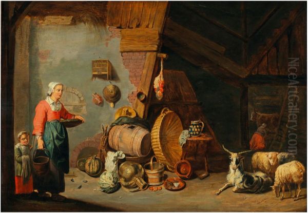 Peasants In A Barn - view 1