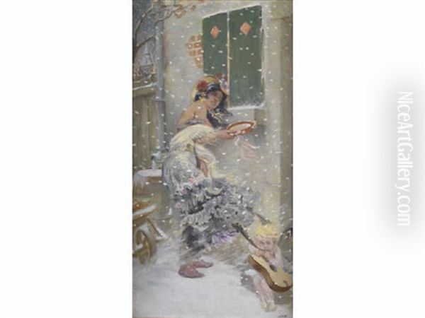 Gitane Au Tambourin Et Amour Sous La Neige - view 1