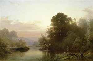Fisherman In A River Landscape Fisherman In A River Landscape