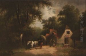 Travelers Stopping At A Roadside Inn by Alfred Walter Williams