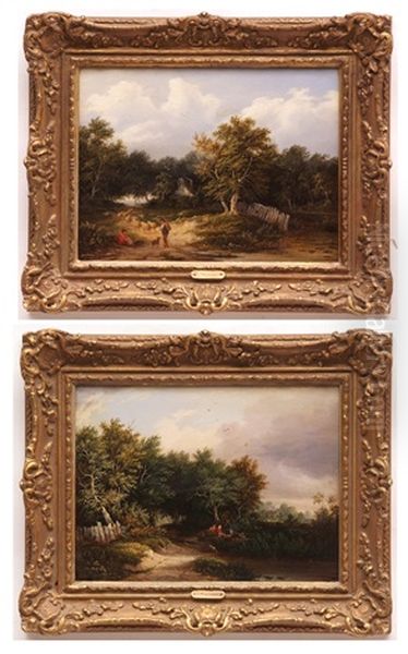 Country Landscapes With Gipsy Encampment And Shepherds In Country Lane With Sheep - view 1