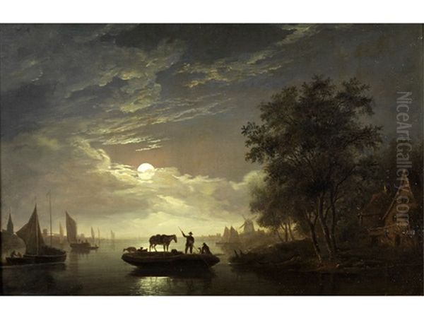 Flusslandschaft Bei Vollmond - view 1