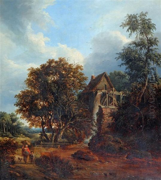 Rural Scene With Figures Near A Mill - view 1
