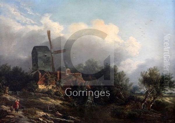 Cottage And Windmill In A Landscape - view 1