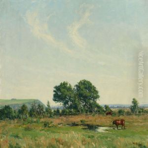 Grazing Cows In The Field by Alfred K. Harald Broge