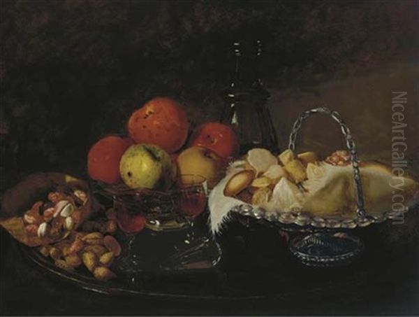 A Still Life With Fruits, Sweets, Nuts And Wine - view 1