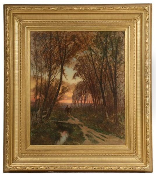 Barbizon Forest Cart Path At Sunset - view 1