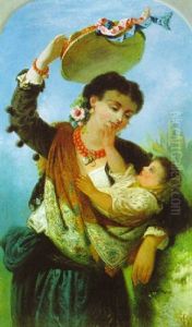 Italienerin Mit Kind Und Tamburin Italienerin Mit Kind Und Tamburin