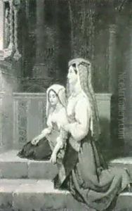 Romerinde Med Sin Lille Pige Ibon Ved Et Alter Romerinde Med Sin Lille Pige Ibon Ved Et Alter
