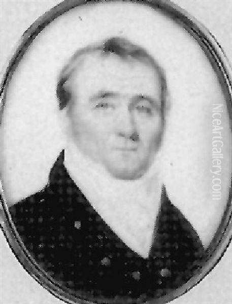 Thomas Thaxter Wearing Dark Blue Coat, White Waistcoat And Tied Cravat - view 1