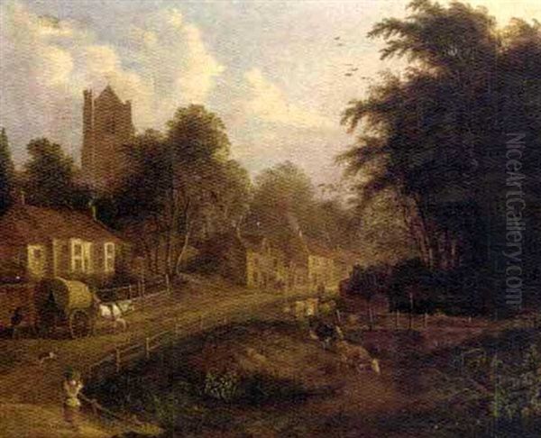 Figures In A Village Street - view 1