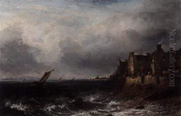 Shipping Off A Rocky Coast - view 1