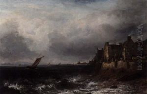 Shipping Off A Rocky Coast by James Francis Williams