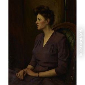 Portrait Of A Woman In A Lavender Dress by Keith Shaw Williams