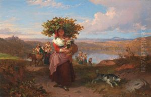Italian Peasants In A Landscape Near Lake Nemi Italian Peasants In A Landscape Near Lake Nemi