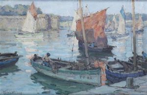 The Red Sail, Concarneau by Terrick John Williams