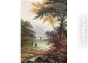 Wharfe Bridge; Figures Fishing (a Pair) by Walter Heath Williams