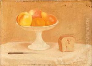 Natura Morta Con Compostiera, Frutta, Pane E Coltello