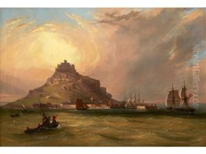 A Sloop Of The Royal Navy Entering The Harbour At St. Michael's Mount by William (of Plymouth) Williams