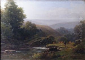 River Landscape With Figure by William (of Plymouth) Williams
