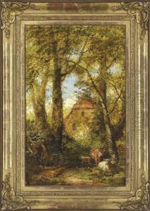 Cattle In A Wooded Glade by William (of Plymouth) Williams