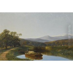 The Lock At Newton Marshes by William (of Plymouth) Williams