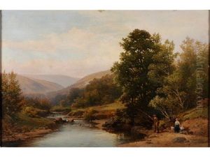 On The Teign (fishing On The Banks Of The River) by William (of Plymouth) Williams