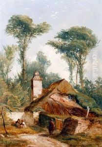 Figures By A Cottage by William (of Plymouth) Williams