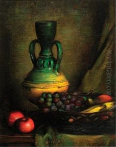 Still Life With Apples And Grapes by Albert Curtis Williamson