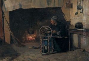Woman At The Spinning Wheel by Albert Curtis Williamson