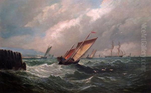 Ships On Rough Water Near Shore - view 1