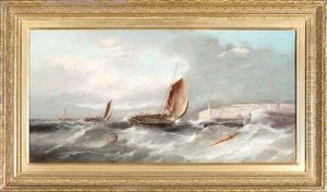 Stormy Seas: Sailing Ships Off The Dover Coast by William Henry Williamson