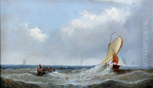 Shipping Off The Coast In Heavy Seas, A Pair by William Henry Williamson
