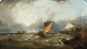 Boats In A Swell Off The Coast Boats In A Swell Off The Coast