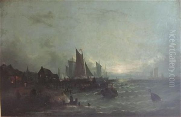 The Forge Banks Of A Dutch River - Moonlight - view 1