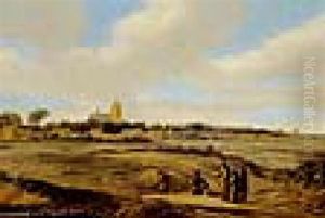 Dorf In Den Dunen Mit Bauern by Claes Jansz van der Willigen