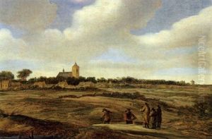 Dunenlandschaft Mit Blick Auf Ein Dorf by Claes Jansz van der Willigen