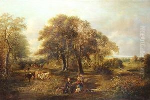 Pastoral Landscape With Figures And Cattle