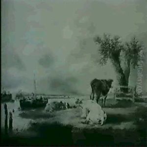 Cows Grazing Near An Estuary Cows Grazing Near An Estuary