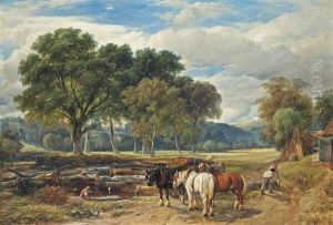 Loggers In An Extensive Summer Landscape
