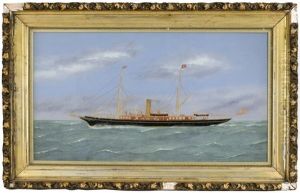 Steam/sail Vessel At Sea by Thomas H. Willis