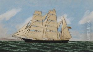 The Three Masted Bark Anna L. Taylor At Sea by Thomas H. Willis