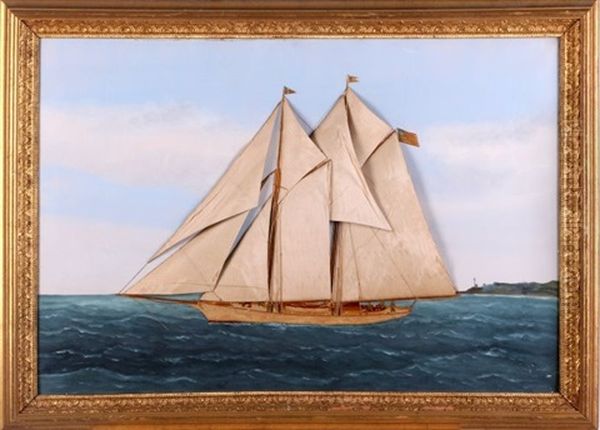 Two-masted Racing Schooner At Sea - view 1