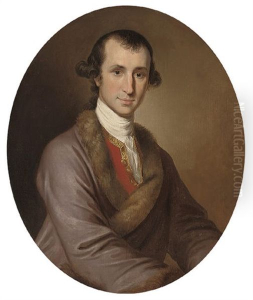 Portrait Of Eyles Irwin In A Mauve Fur Trimmed Coat - view 1
