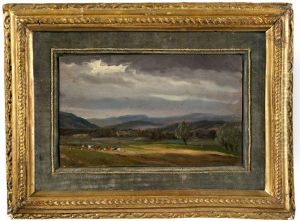 Storm Clouds Over A Landscape, With Cattle by Josef Willroider