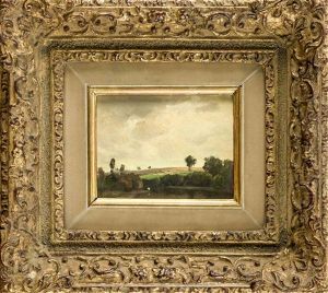 Kleine Landschaft Mit See Im Vordergrund Kleine Landschaft Mit See Im Vordergrund