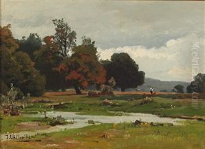 Landscape With Decorative Figures by Josef Willroider