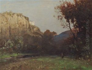 Rocky Landscape With Figure Scenery (carinthia?) by Ludwig Willroider